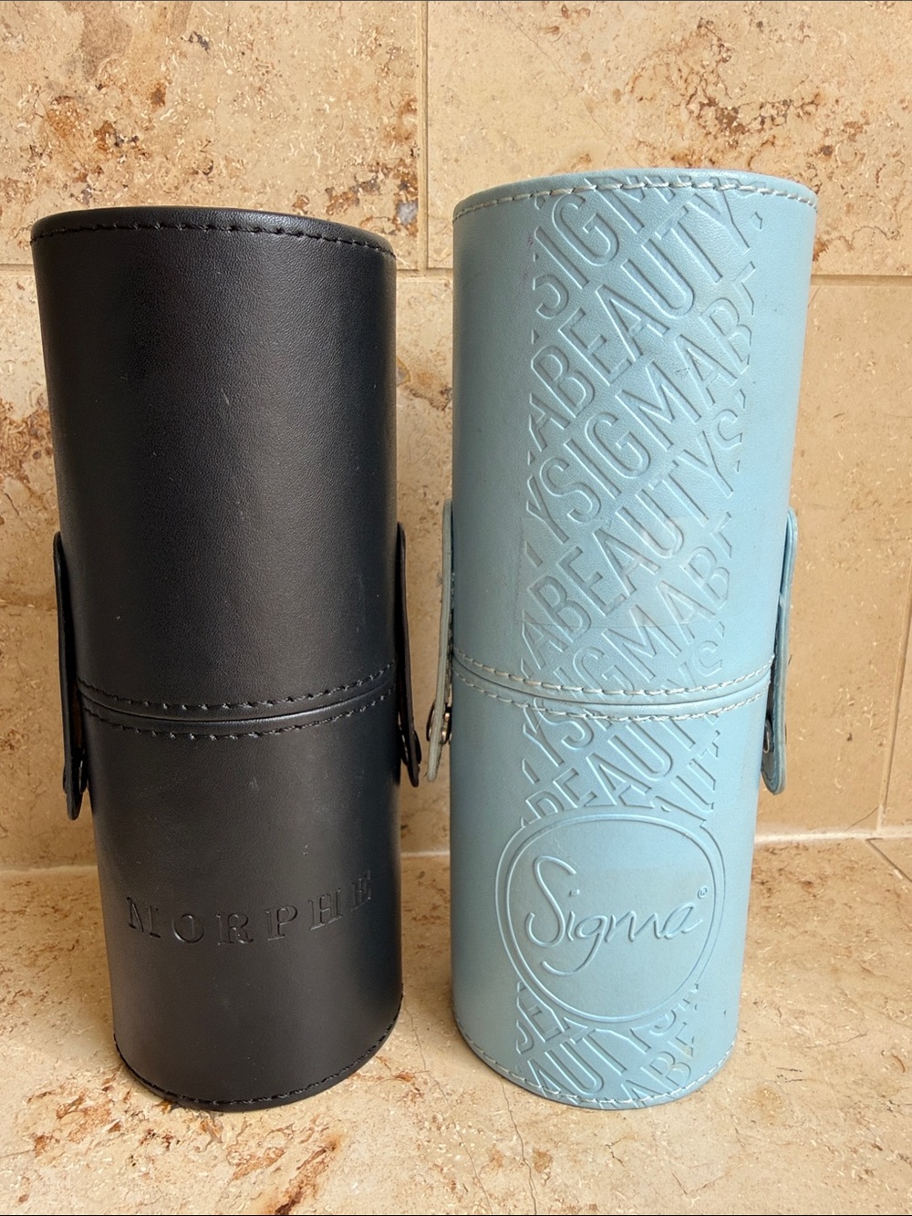 Sigma Beauty Travel Brush Holder Set of 2 - Black & Light Blue
